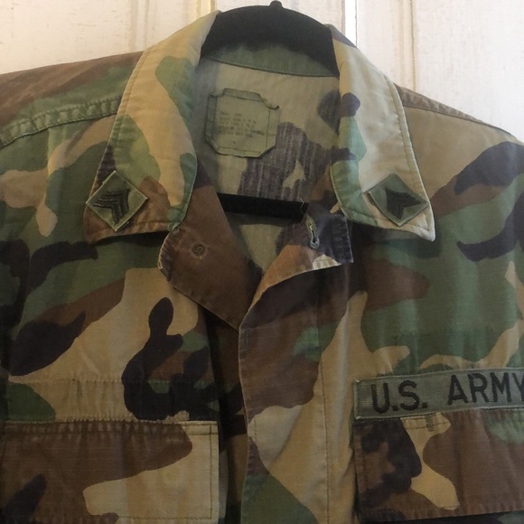 Mens Small US Army Camo Jacket Shirt Button Up Long Sleeve - Picture 10 of 10